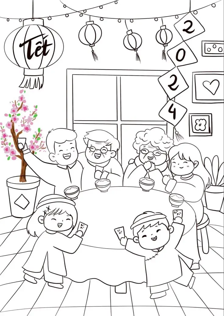 Tranh Tô Màu Đèn Ông Sao Trung Thu Vui Tươi 10