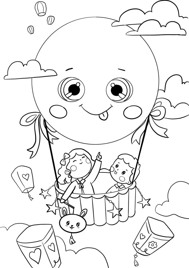 Tranh Tô Màu Đèn Ông Sao Trung Thu Vui Tươi 17