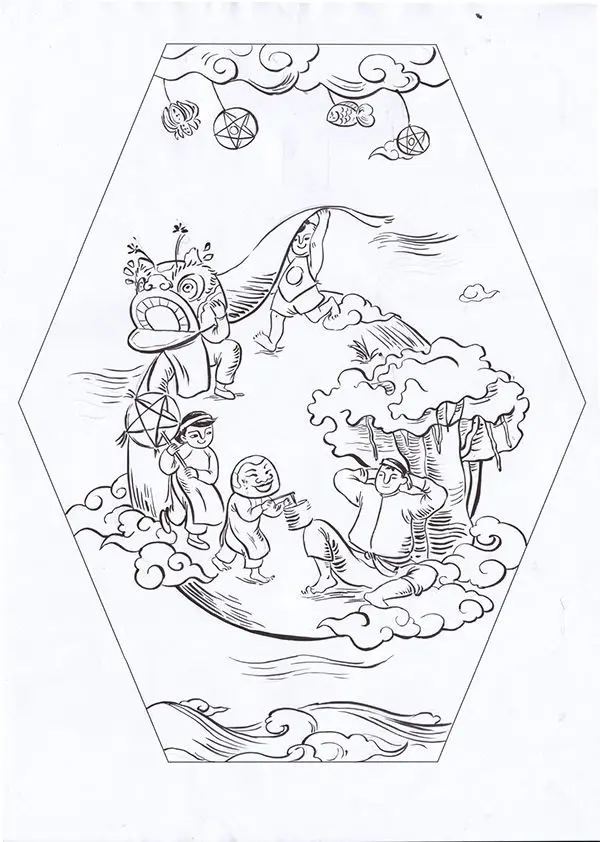 Tranh Tô Màu Đèn Ông Sao Trung Thu Vui Tươi 18