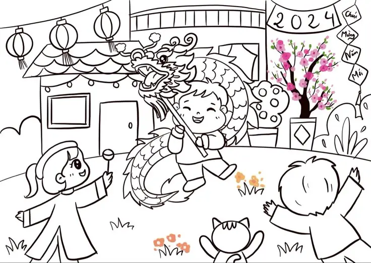 Tranh Tô Màu Đèn Ông Sao Trung Thu Vui Tươi 19