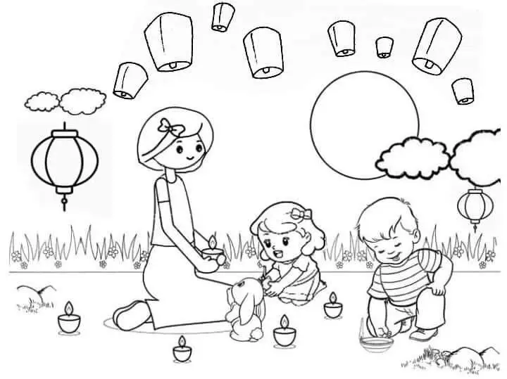 Tranh Tô Màu Đèn Ông Sao Trung Thu Vui Tươi 20