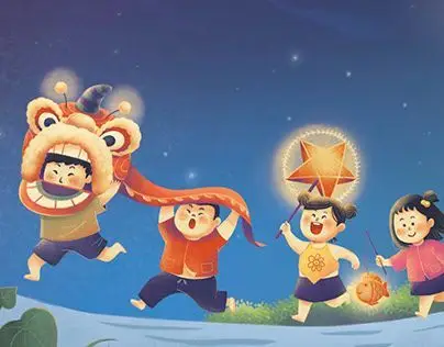 Tranh Tô Màu Đèn Ông Sao Trung Thu Vui Tươi 28