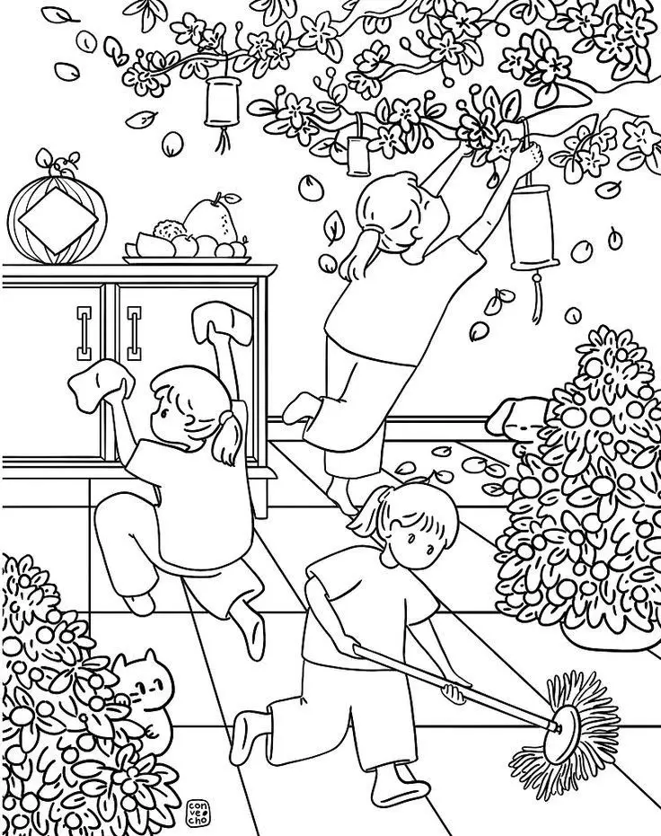 Tranh Tô Màu Đèn Ông Sao Trung Thu Vui Tươi 32