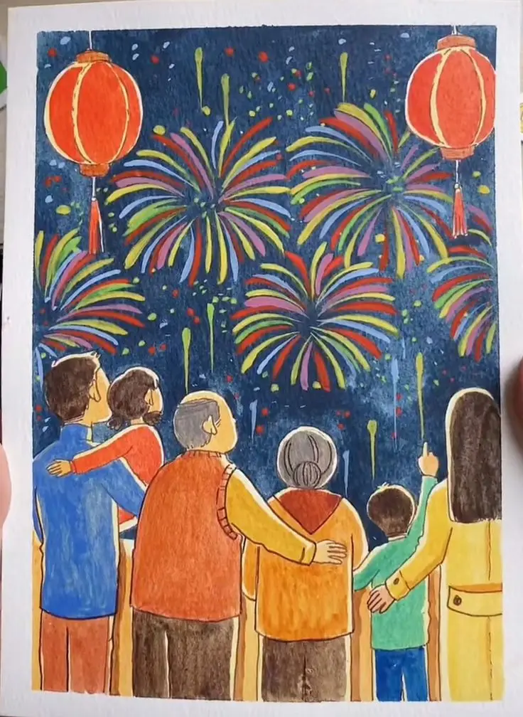 Tranh Tô Màu Đèn Ông Sao Trung Thu Vui Tươi 54