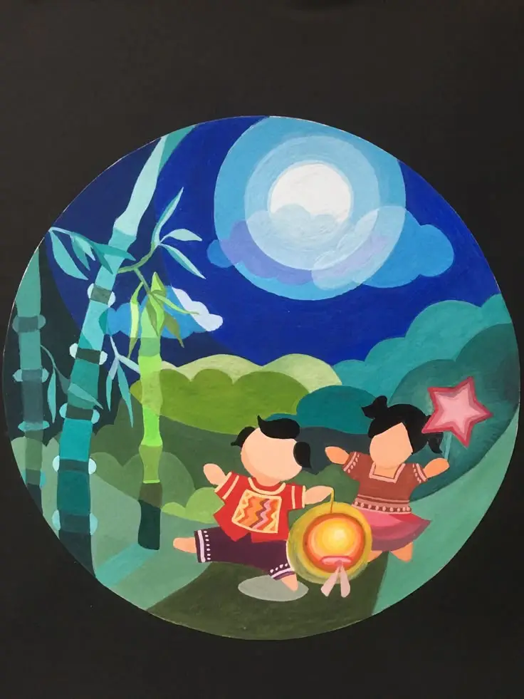 Tranh Tô Màu Đèn Ông Sao Trung Thu Vui Tươi 58