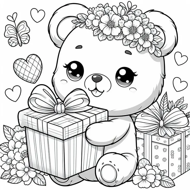 Hình Ảnh Tô Màu Gấu Dâu Cute Dành Cho Bé 9