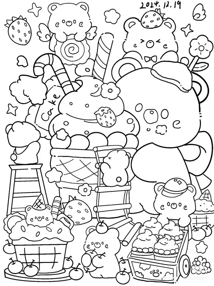 Hình Ảnh Tô Màu Gấu Dâu Cute Dành Cho Bé 10