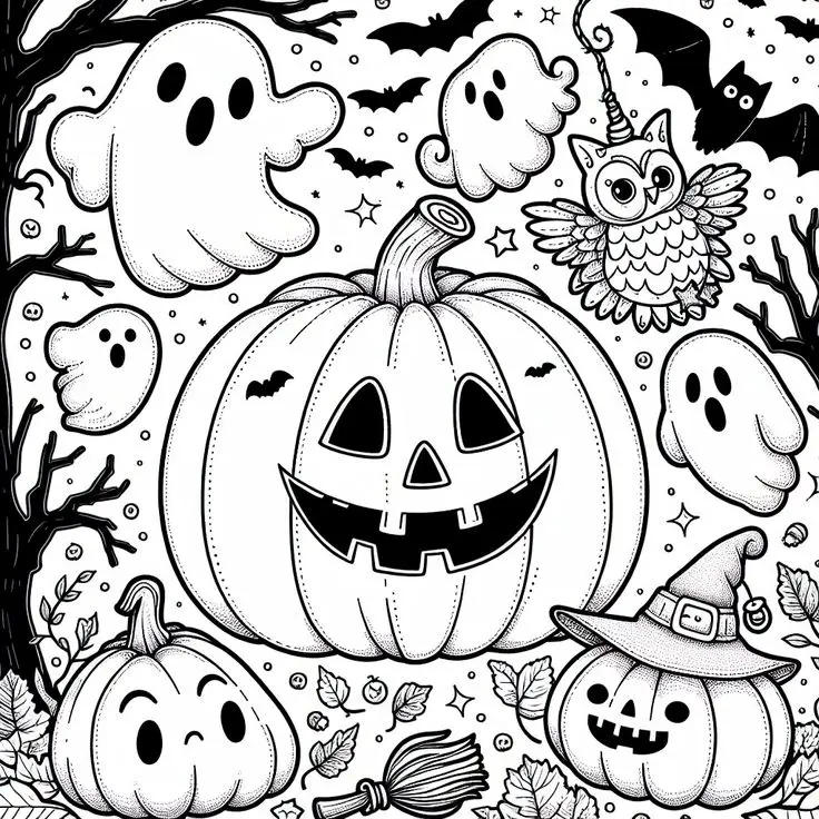 Tranh Tô Màu Halloween Cho Bé: 50 Hình Ảnh Để Tăng Cường Trí Tưởng Tượng 34