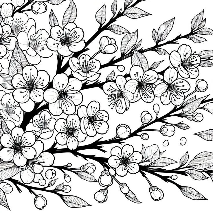 Tranh tô màu hoa đào – Tươi tắn cho ngày Tết 23