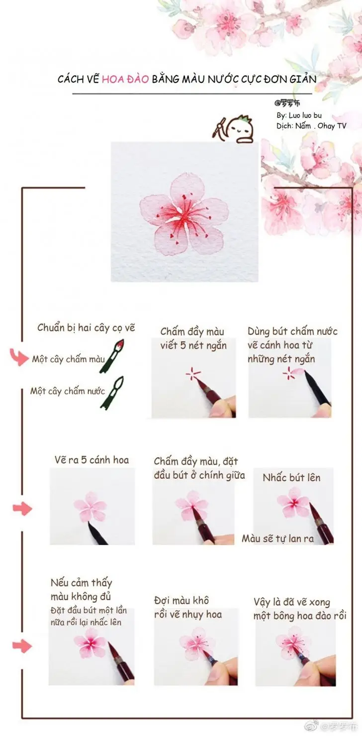 Tranh tô màu hoa đào – Tươi tắn cho ngày Tết 38