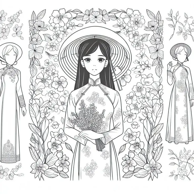 Tranh tô màu hoa đào – Tươi tắn cho ngày Tết 69