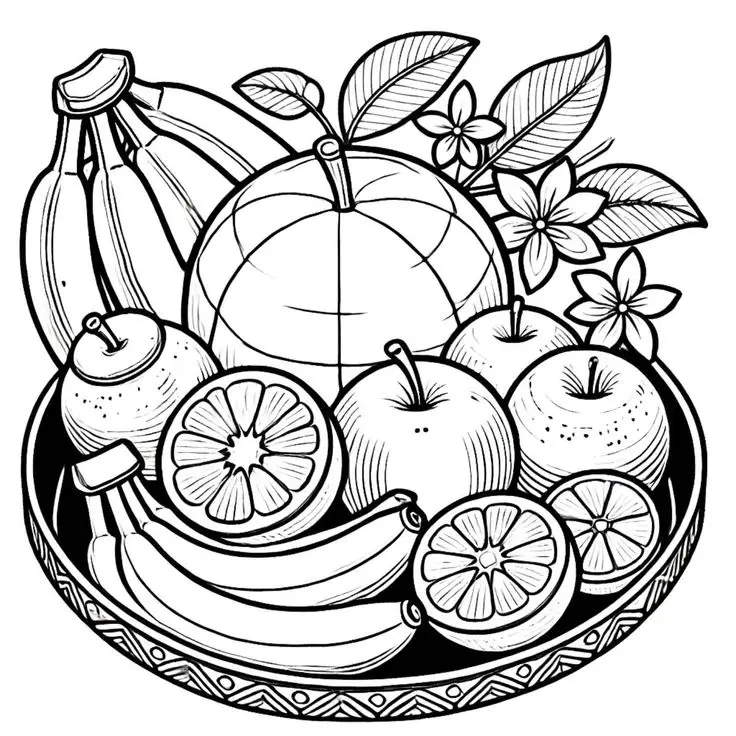 Tranh tô màu mâm ngũ quả ngày Tết: Giới thiệu văn hóa truyền thống 1