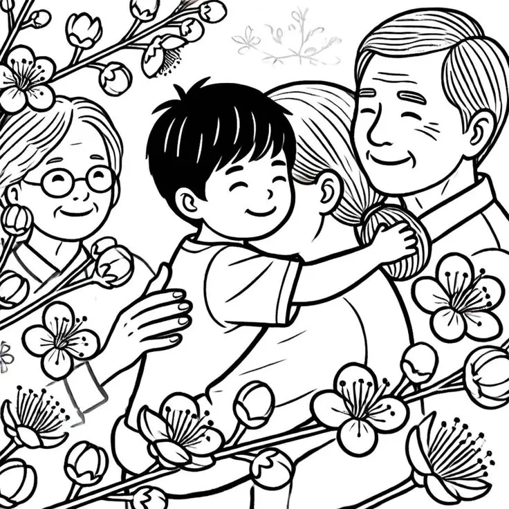 Tranh tô màu mâm ngũ quả ngày Tết: Giới thiệu văn hóa truyền thống 9