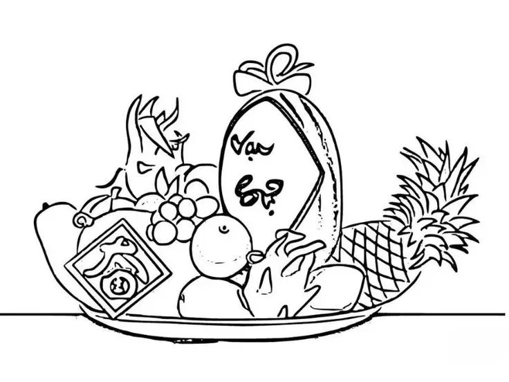 Tranh tô màu mâm ngũ quả ngày Tết: Giới thiệu văn hóa truyền thống 12