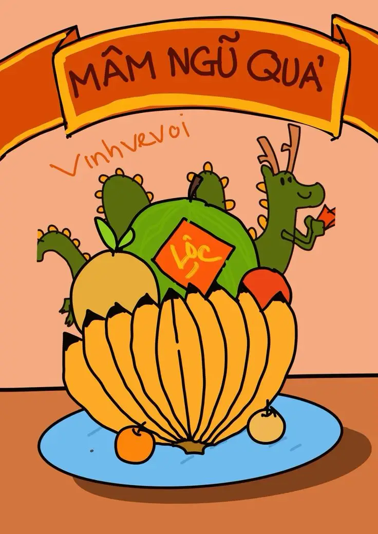 Tranh tô màu mâm ngũ quả ngày Tết: Giới thiệu văn hóa truyền thống 37