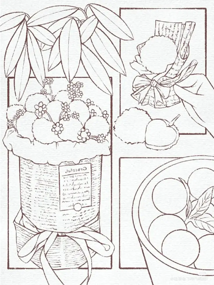 Tranh tô màu mâm ngũ quả ngày Tết: Giới thiệu văn hóa truyền thống 66