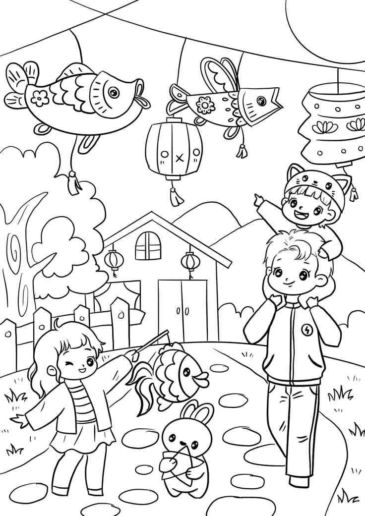 Tranh Tô Màu Múa Lân Dịp Tết 1