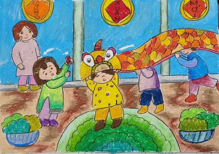 Tranh Tô Màu Múa Lân Dịp Tết 24