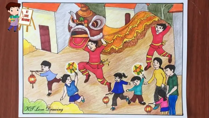 Tranh Tô Màu Múa Lân Dịp Tết 31