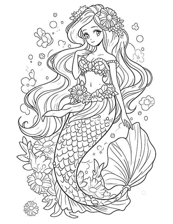 Tranh Tô Màu Nàng Tiên Cá Dành Cho Trẻ Em 5