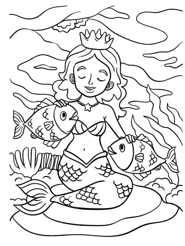 Tranh Tô Màu Nàng Tiên Cá Dành Cho Trẻ Em 11
