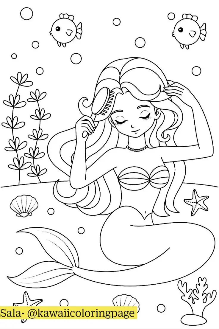Tranh Tô Màu Nàng Tiên Cá Dành Cho Trẻ Em 13