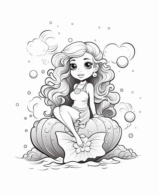 Tranh Tô Màu Nàng Tiên Cá Dành Cho Trẻ Em 18