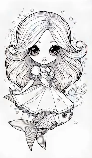 Tranh Tô Màu Nàng Tiên Cá Dành Cho Trẻ Em 19
