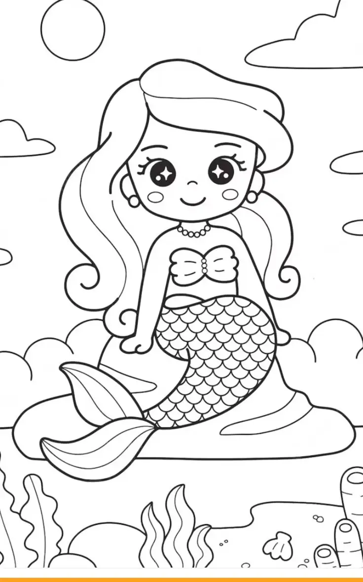 Tranh Tô Màu Nàng Tiên Cá Dành Cho Trẻ Em 25