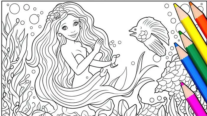 Tranh Tô Màu Nàng Tiên Cá Dành Cho Trẻ Em 33
