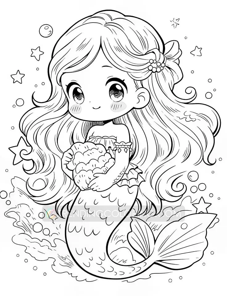 Tranh Tô Màu Nàng Tiên Cá Dành Cho Trẻ Em 46