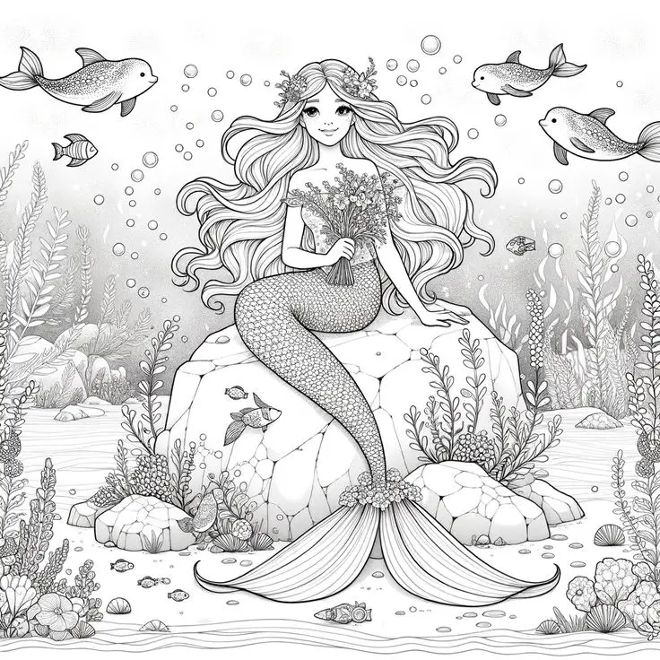 Tranh Tô Màu Nàng Tiên Cá Dành Cho Trẻ Em 59