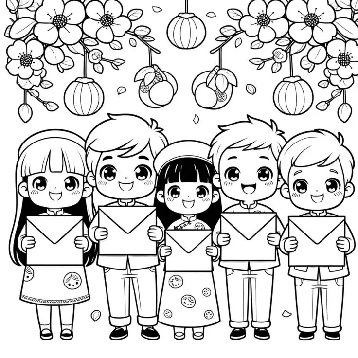 Tranh Tô Màu Ngày Tết Nguyên Đán Cho Bé - Hình Ảnh Vui Tươi 12