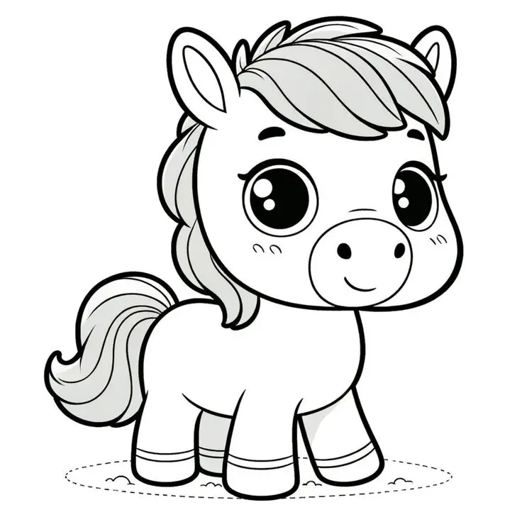 Tranh tô màu ngựa Pony dễ thương cho bé 4