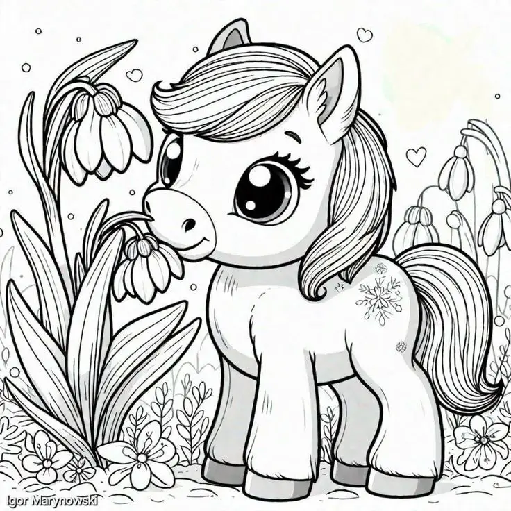 Tranh tô màu ngựa Pony dễ thương cho bé 6