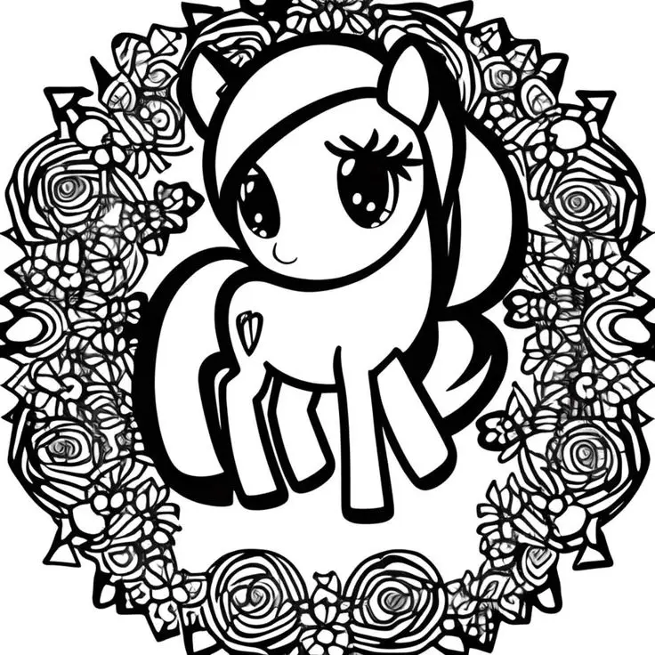 Tranh tô màu ngựa Pony dễ thương cho bé 14