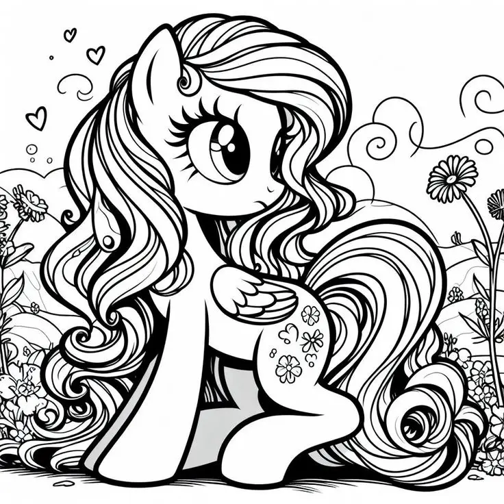 Tranh tô màu ngựa Pony dễ thương cho bé 32