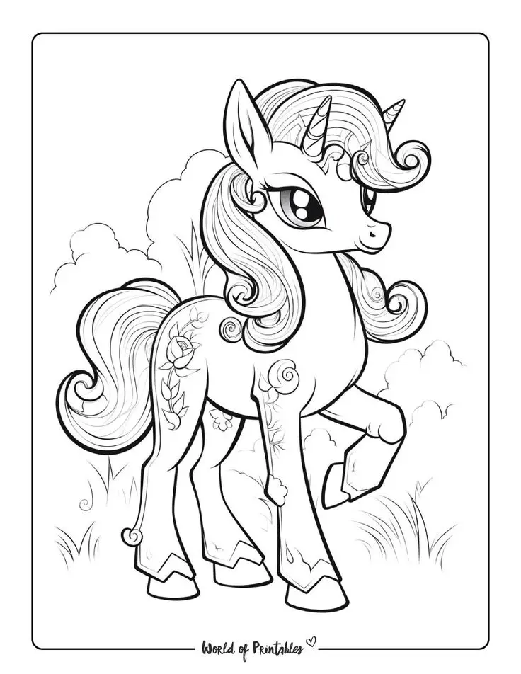 Tranh tô màu ngựa Pony dễ thương cho bé 60