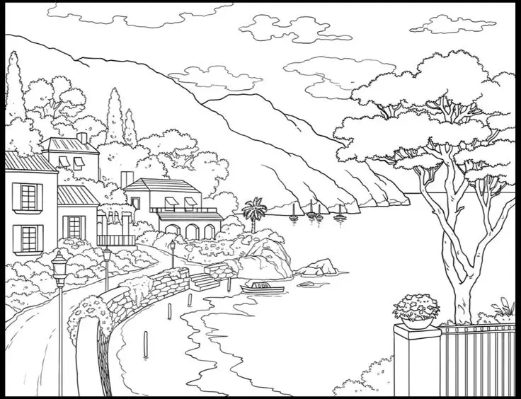 Tranh Tô Màu Phong Cảnh Giúp Giải Trí Cho Người Lớn 60