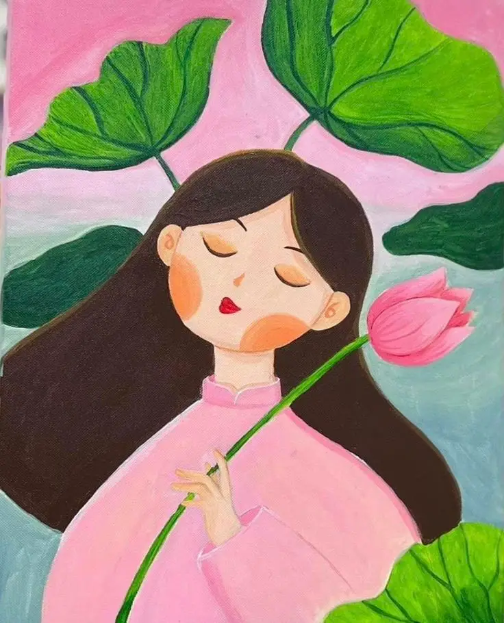 Tranh Vẽ Cô Gái Và Hoa: Sự Hòa Quyện Giữa Con Người Và Thiên Nhiên 24