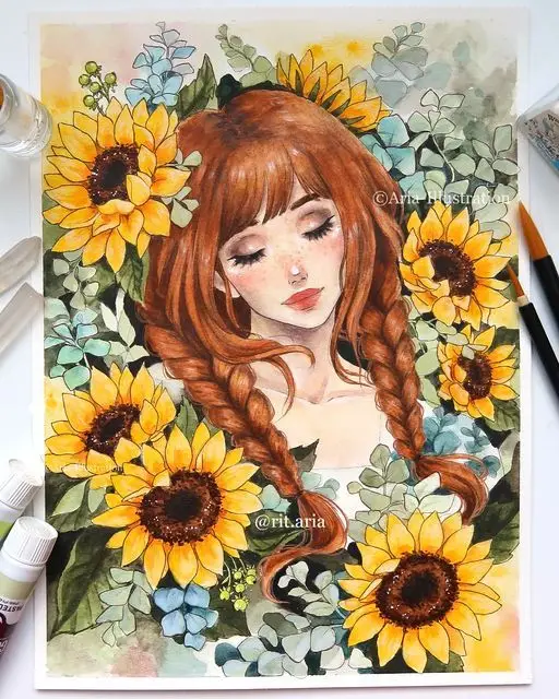 Tranh Vẽ Cô Gái Và Hoa: Sự Hòa Quyện Giữa Con Người Và Thiên Nhiên 41