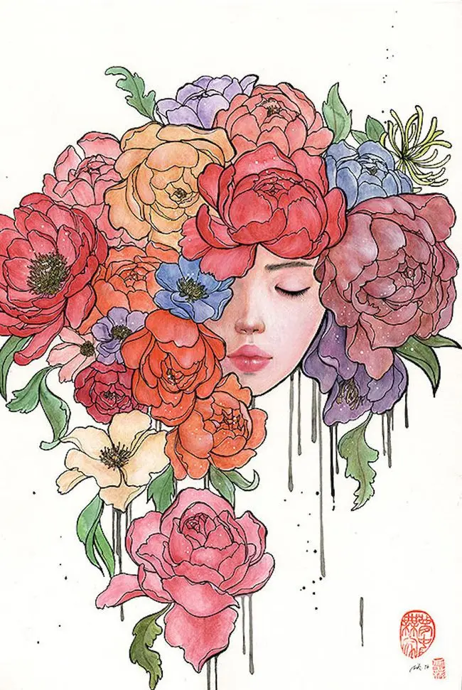 Tranh Vẽ Cô Gái Và Hoa: Sự Hòa Quyện Giữa Con Người Và Thiên Nhiên 53