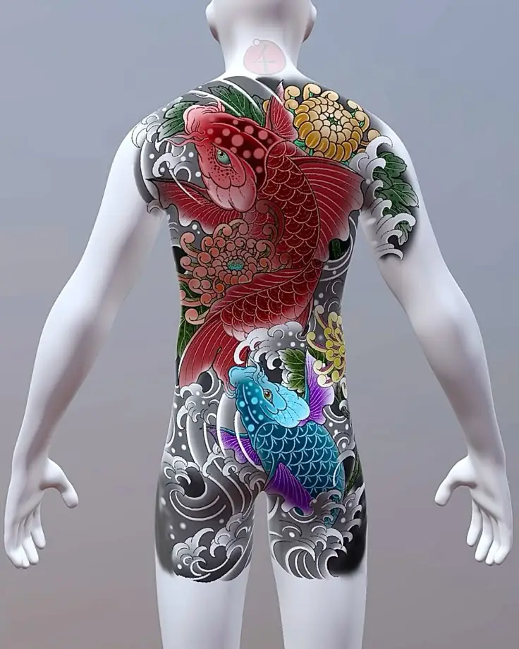 Hình Xăm Cá Chép Full Lưng Đẹp và Ý Nghĩa 2