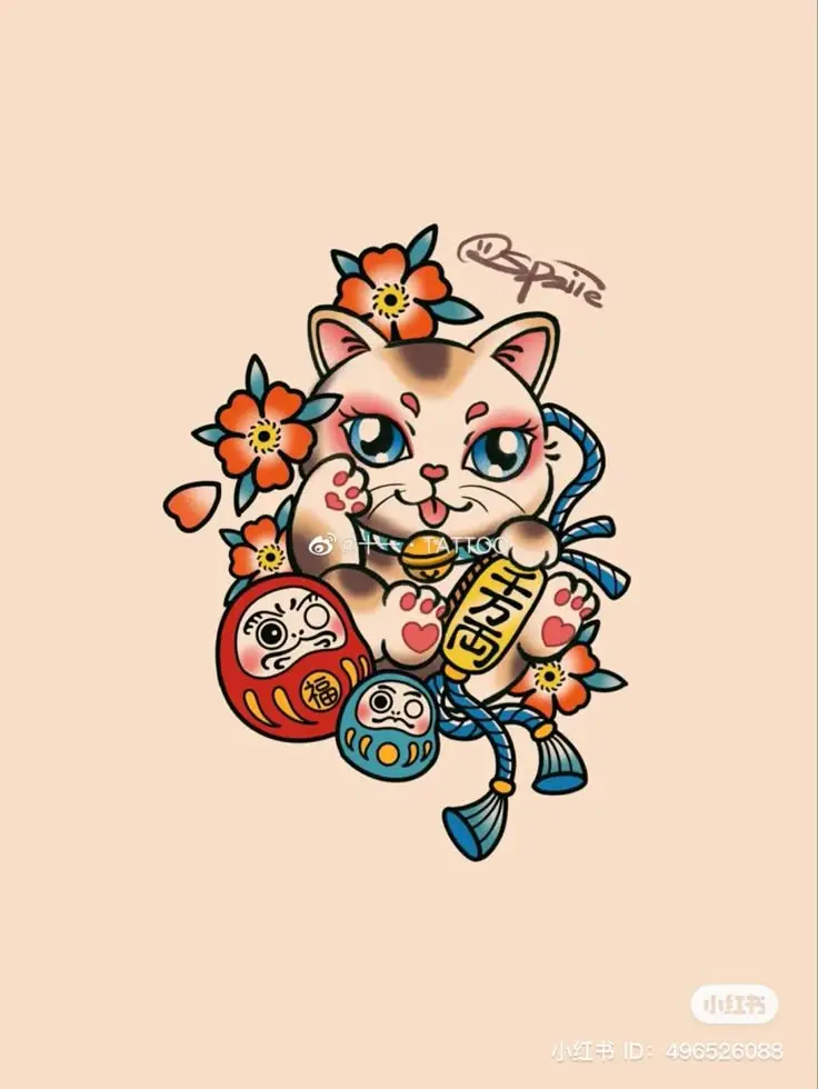 Xăm Mèo Thần Tài Mini: Xu Hướng Hình Xăm Năm Nay 66