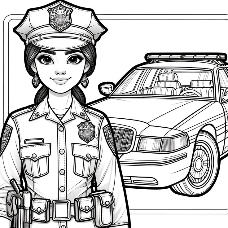 Khám phá xe cảnh sát qua tranh tô màu thú vị 7