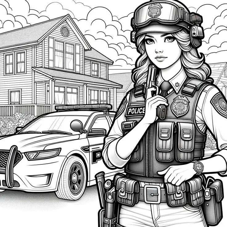 Khám phá xe cảnh sát qua tranh tô màu thú vị 17