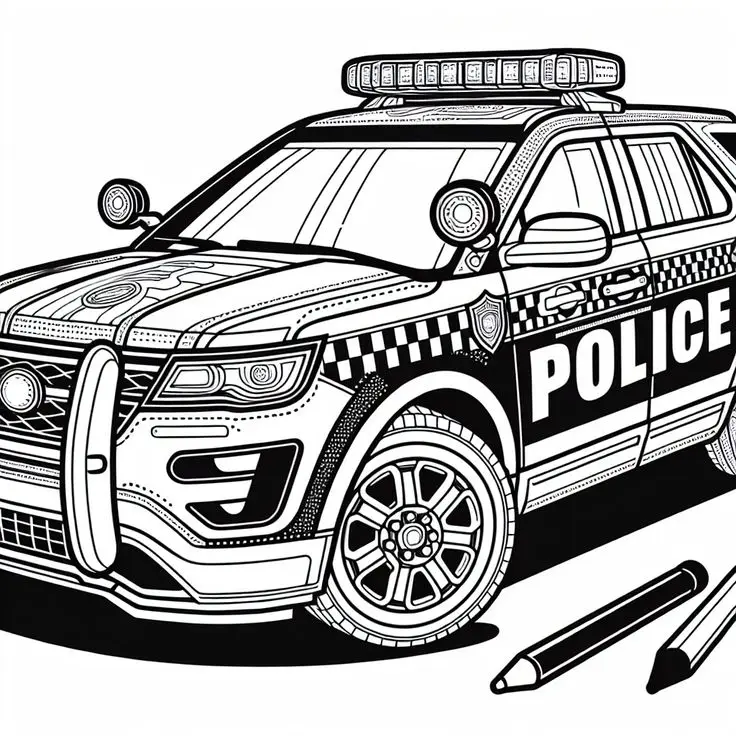 Khám phá xe cảnh sát qua tranh tô màu thú vị 54